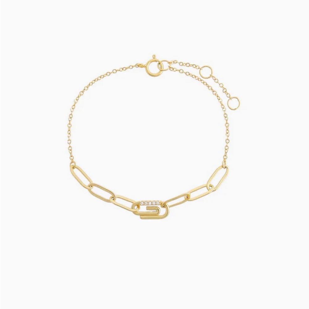 Adina Edin Pavé Safety Pin‎ Paperclip Bracelet